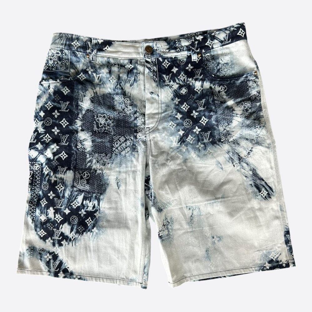 Louis Vuitton Blue Bleached Bandana Monogram Denim Shorts